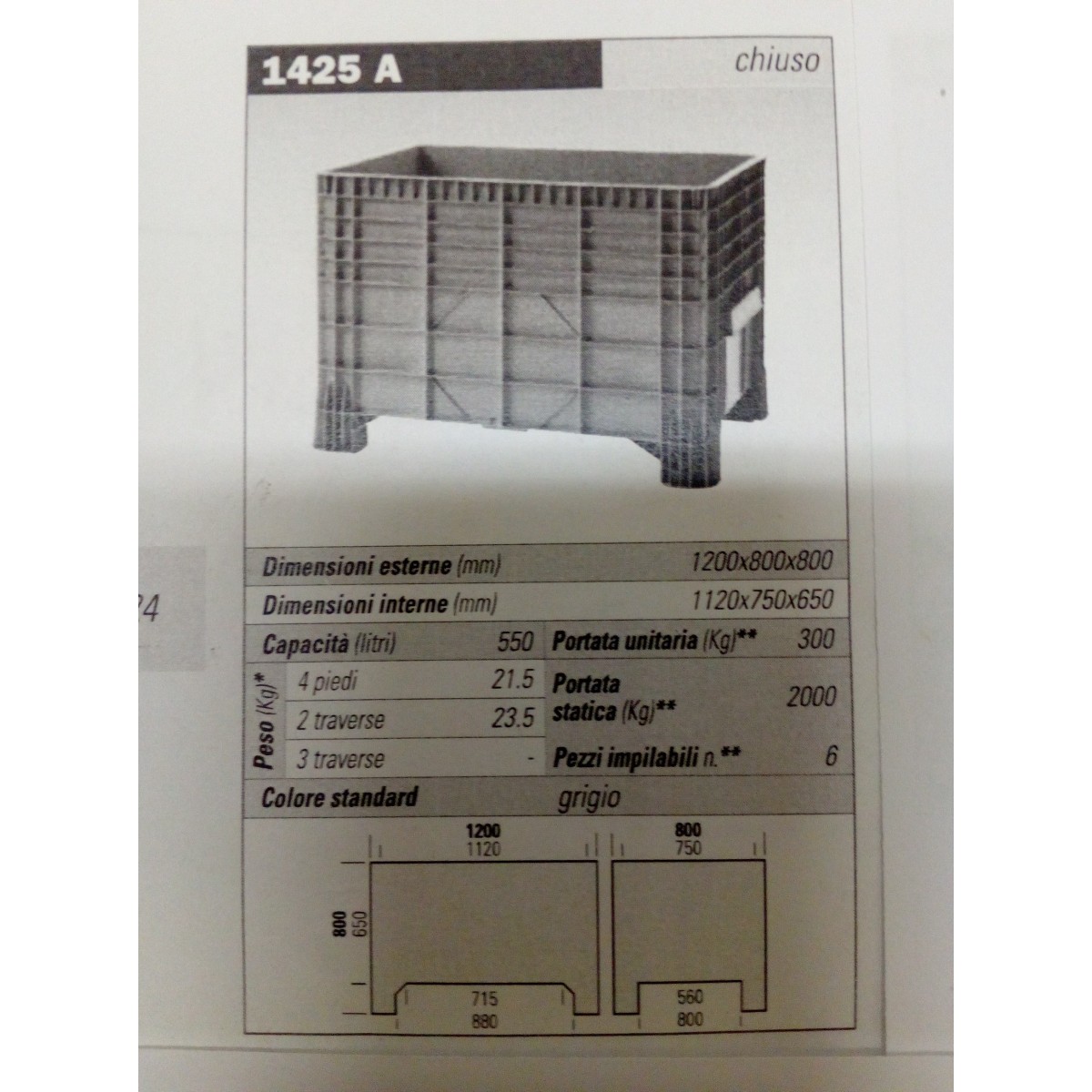 CASSONO BINS 120 X 80 X 80